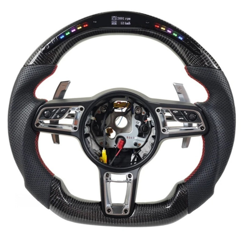 Custom Carbon Fiber LED Steering Wheel - Porsche 911 / 718 / Macan / Cayenne / Panamera / 918