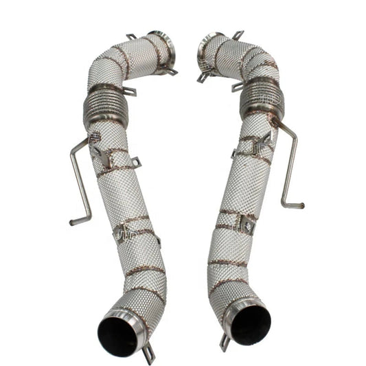 High Performance Catless Race Downpipes with Heat Shield - McLaren 570S / 570GT / 600LT / 675LT