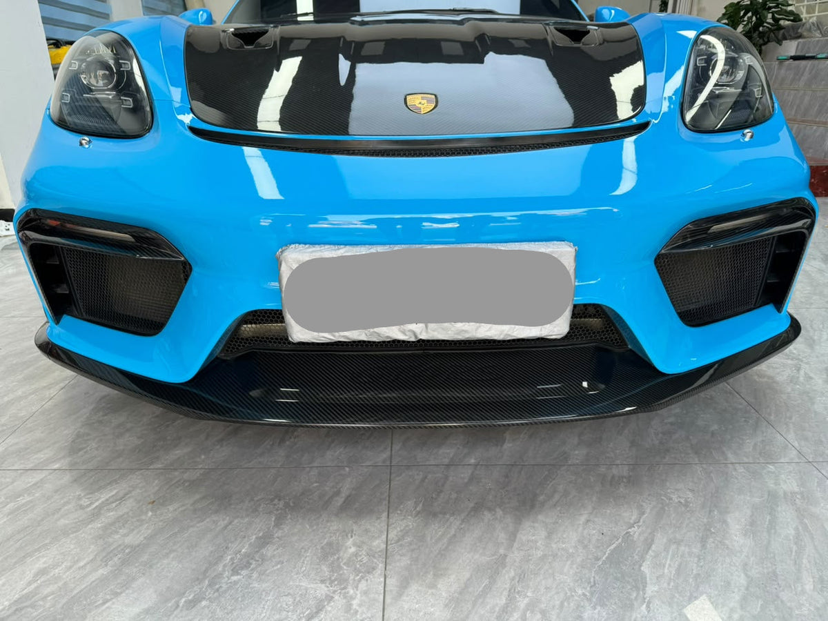 Semi Carbon Fiber GT4 RS Style Front Bumper Upgrade - Porsche 718 Cayman Boxster 2017+