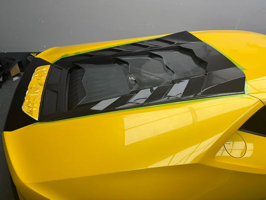 M style Carbon Fiber Rear Engine Bonnet Hood w/ Glass For Lamborghini Huracan LP580 LP610
