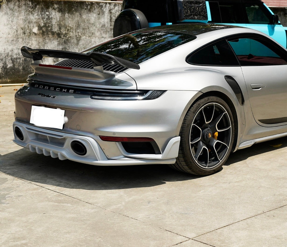 Prepreg Carbon Fiber Ducktail Rear Spoiler & Engine Cover Kit - Porsche 911 992 Turbo S
