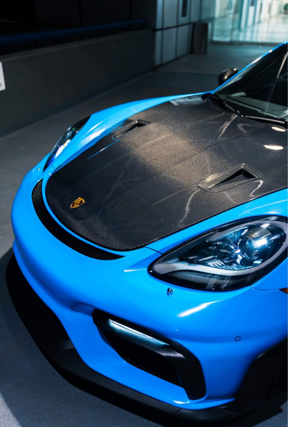 Dry Carbon Fiber GT4 RS Style Hood Bonnet - Porsche 718 Boxster Cayman GT4 GT4 RS 2016-2023