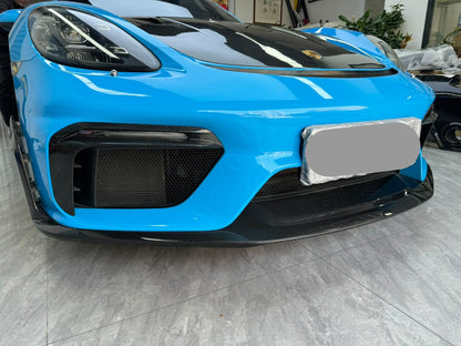 Semi Carbon Fiber GT4 RS Style Front Bumper Upgrade - Porsche 718 Cayman Boxster 2017+