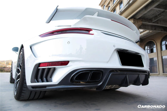 TC Style Rear Bumper with Carbon Fiber Diffuser - Porsche 911 991.1 / 991.2 Carrera 2012-2019