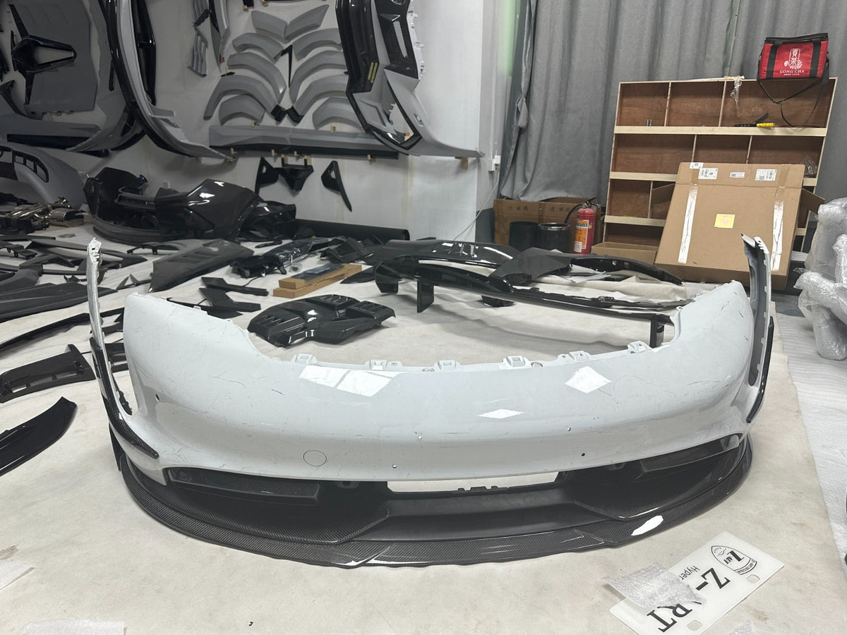 Carbon Fiber B Style Front End Aero Kit - 2020+ Porsche Taycan J1