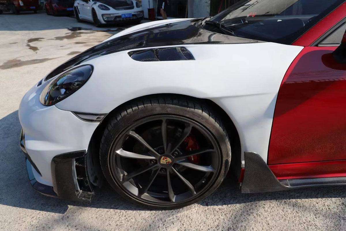 GT4 RS Style Fiberglass & Carbon Fiber Front Fender Replacements - Porsche 718 Boxster Cayman