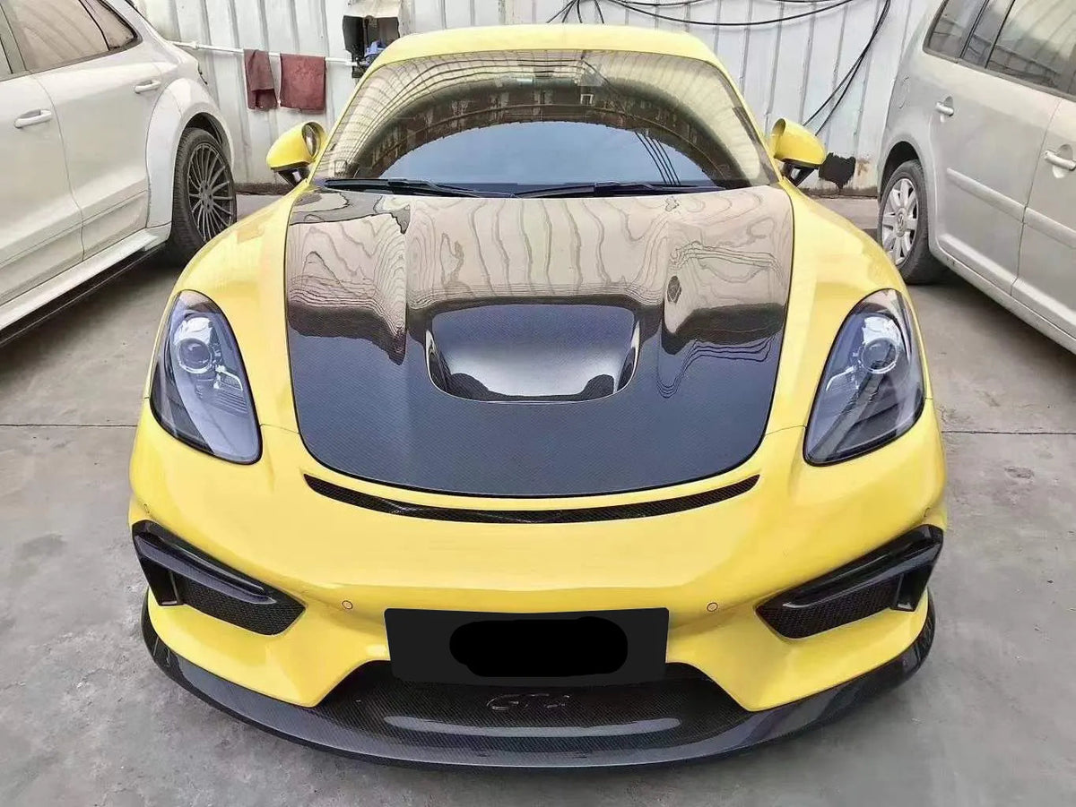 GT4 Style Carbon Fiber Vented Front Hood Bonnet - Porsche 718 Cayman Boxster 2017-2024