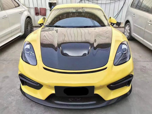 GT4 Style Carbon Fiber Vented Front Hood Bonnet - Porsche 718 Cayman Boxster 2017-2024