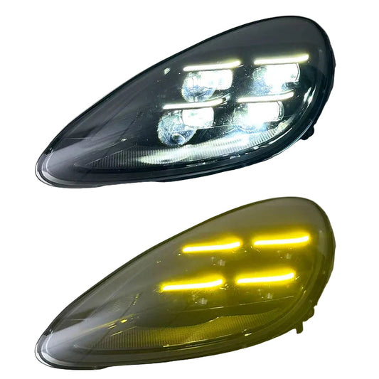 Yellow/White Dual-Color DRL HD Matrix Style Headlights - Porsche Cayenne 958.1 (2011-2014)