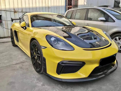 GT4 Style Carbon Fiber Vented Front Hood Bonnet - Porsche 718 Cayman Boxster 2017-2024