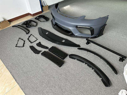 Semi Carbon Fiber GT4 RS Style Front Bumper Upgrade - Porsche 718 Cayman Boxster 2017+