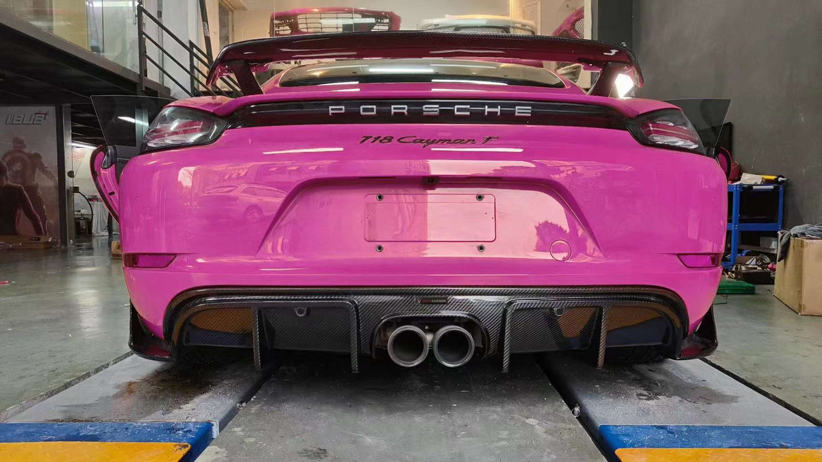 GT4 Style Carbon Fiber Rear Diffuser - Porsche 718 Cayman / Boxster 2017-2024