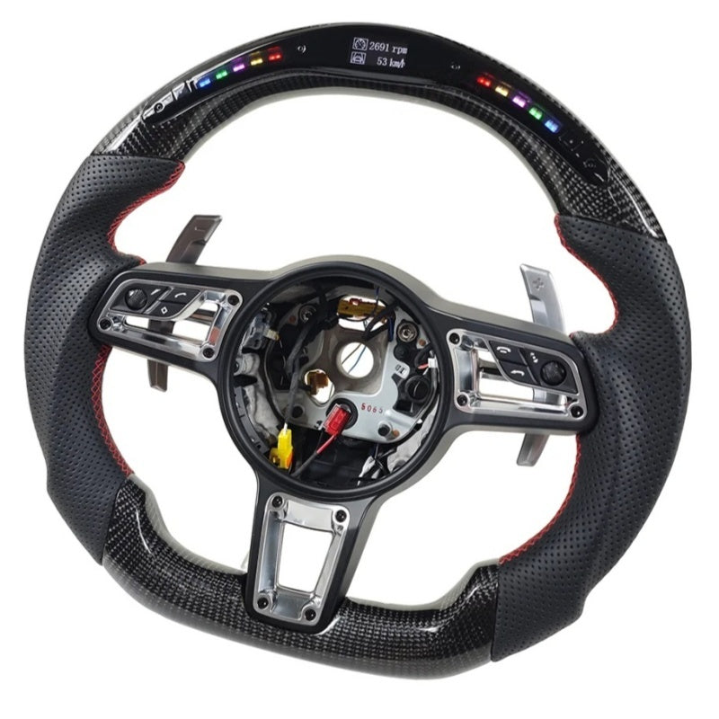 Custom Carbon Fiber LED Steering Wheel - Porsche 911 / 718 / Macan / Cayenne / Panamera / 918