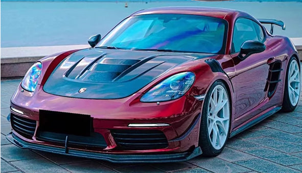 TK Style Carbon Fiber Front Bonnet Hood - Porsche 718 Cayman Boxster 2017-2024