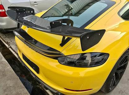 GT4 Style V2 Dry Carbon Fiber Adjustable Rear Wing - Porsche 718 Cayman Boxster 2016-2019