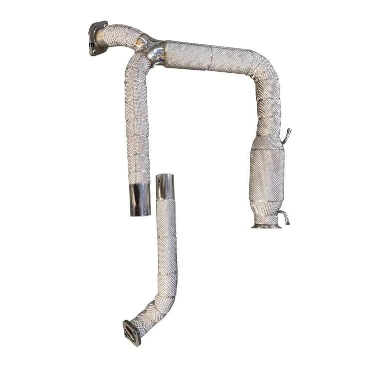 Performance High-Flow Catless Exhaust Downpipes w/ Heat Shield - Porsche 718 Cayman 2.0T 2016-2018