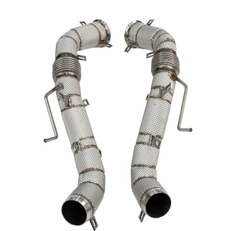 High Performance Catless Race Downpipes with Heat Shield - McLaren 570S / 570GT / 600LT / 675LT
