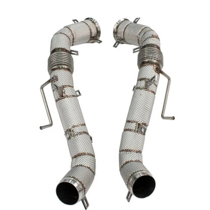High Performance Catless Race Downpipes with Heat Shield - McLaren 570S / 570GT / 600LT / 675LT