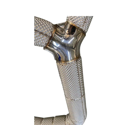 Performance High-Flow Catless Exhaust Downpipes w/ Heat Shield - Porsche 718 Cayman 2.0T 2016-2018