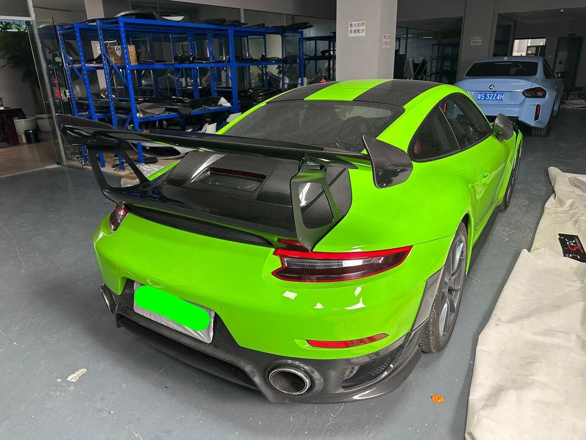 GT2RS Style Dry Carbon Fiber Rear Wing w/ Carbon Fiber Trunk - Porsche 911 991.2 Carrera / S / 4S 2016-2019