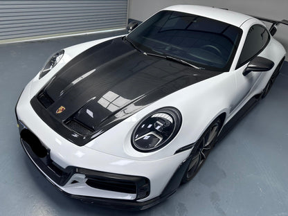 Prepreg Carbon Fiber TEC Style Front Hood Bonnet - Porsche 911 992 Carrera 2020-2024