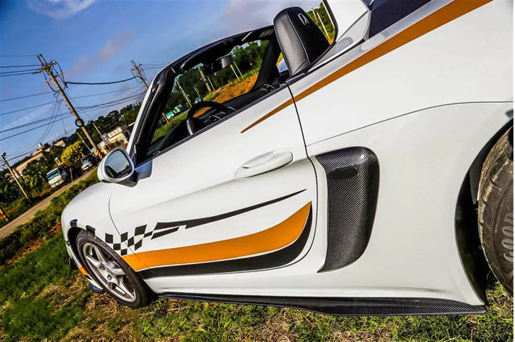 Carbon Fiber Side Skirt Extensions - Porsche 718 Boxster / Cayman