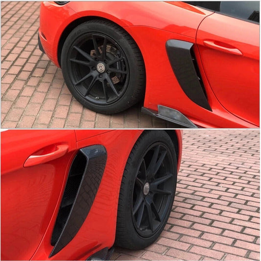 GT4 Style Dry Carbon Fiber Side Air Intake Vents - Porsche 718 Cayman Boxster 2016+