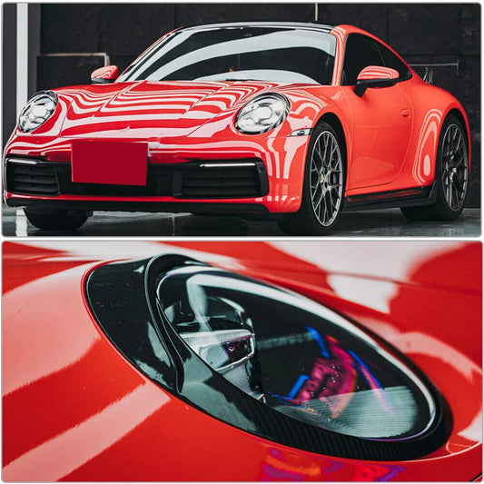 Carbon Fiber Headlight Surround Covers - Porsche 911 992 2019-2022