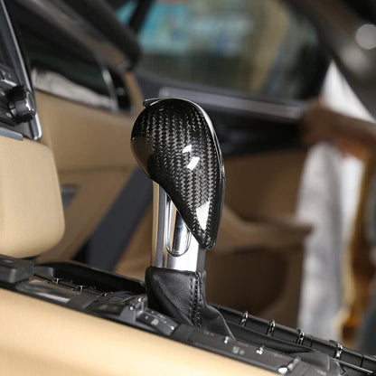 Carbon Fiber Gear Shift Knob Cover - Porsche Macan / Cayman / Panamera / 718 / 911 / Boxster