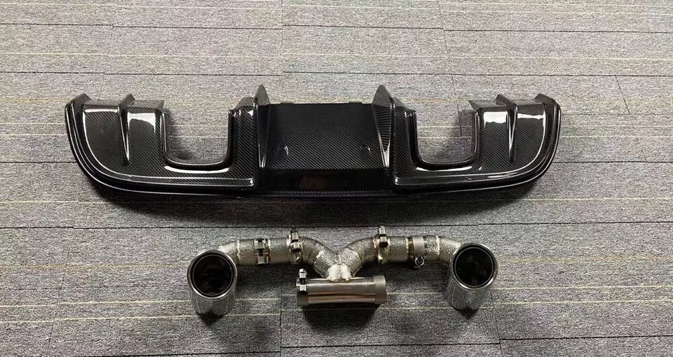 GT4 Style Conversion Carbon Fiber Rear Diffuser - Porsche 718 Boxster / Cayman 2017-2021