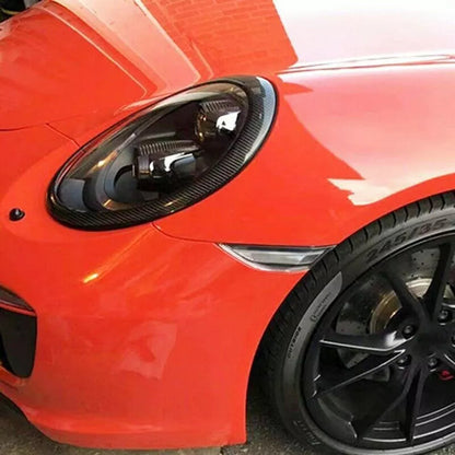 Carbon Fiber Front Headlight Cover Trim - Porsche 911 991 Carrera 2011-2018