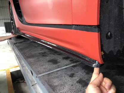 V2 Carbon Fiber Side Skirt Extension Lips - Porsche 718 Boxster Cayman 2016-2019